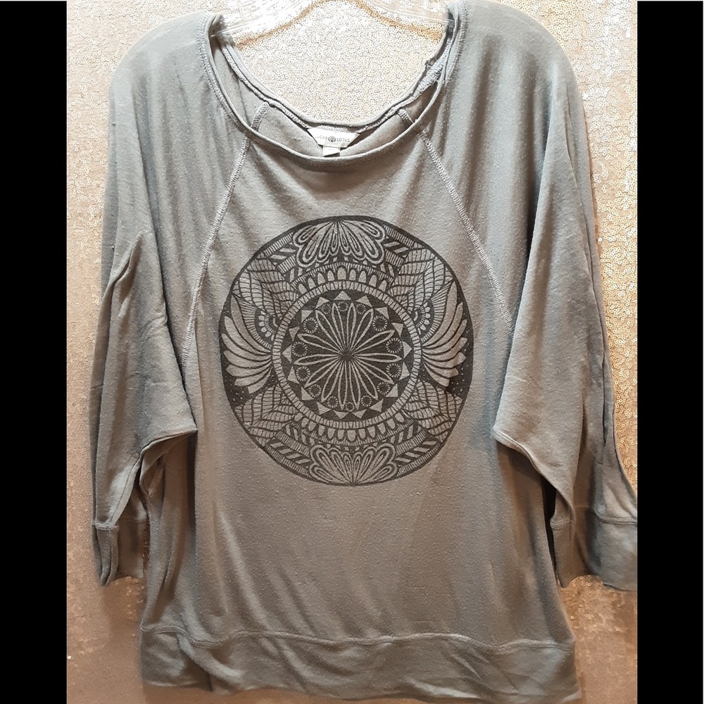 Lucky Lotus from Lucky Brand Women’s Rolled Neck 3/4 Sleeve Yoga Top